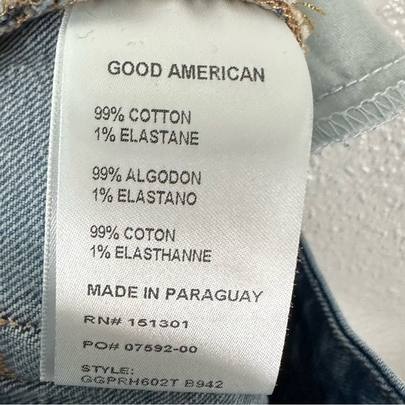 Good  American Good Girlfriend Frayed Jeans In Blue942 Size 6/28 - Picture 4 of 6